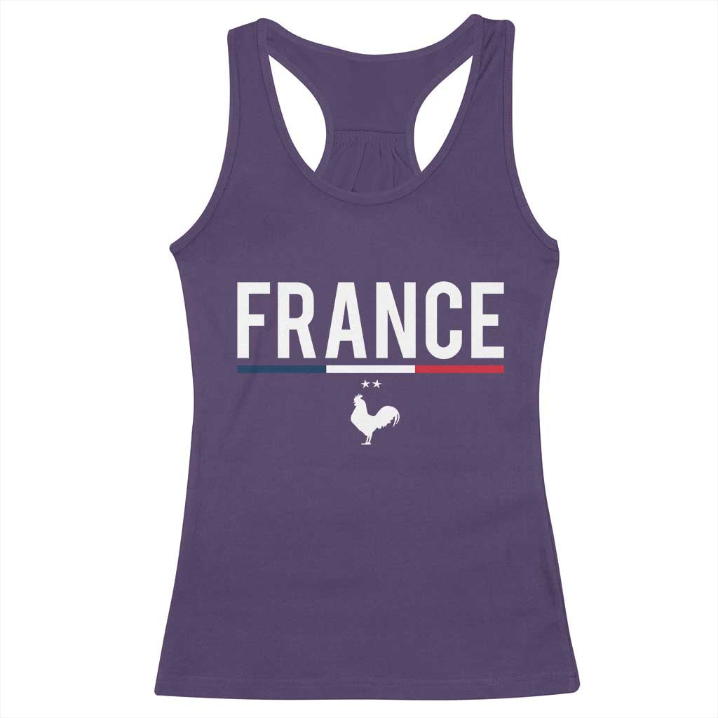 France Gallic Rooster Sports Throwback Design Vintage French Flag Racerback Tank Top