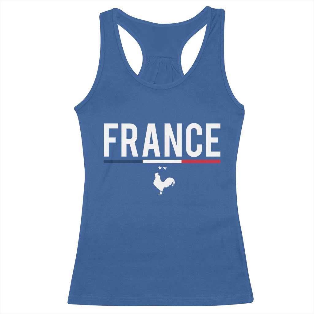 France Gallic Rooster Sports Throwback Design Vintage French Flag Racerback Tank Top