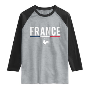 France Gallic Rooster Sports Throwback Design Vintage French Flag Raglan Shirt