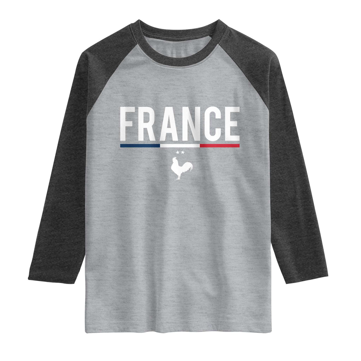 France Gallic Rooster Sports Throwback Design Vintage French Flag Raglan Shirt