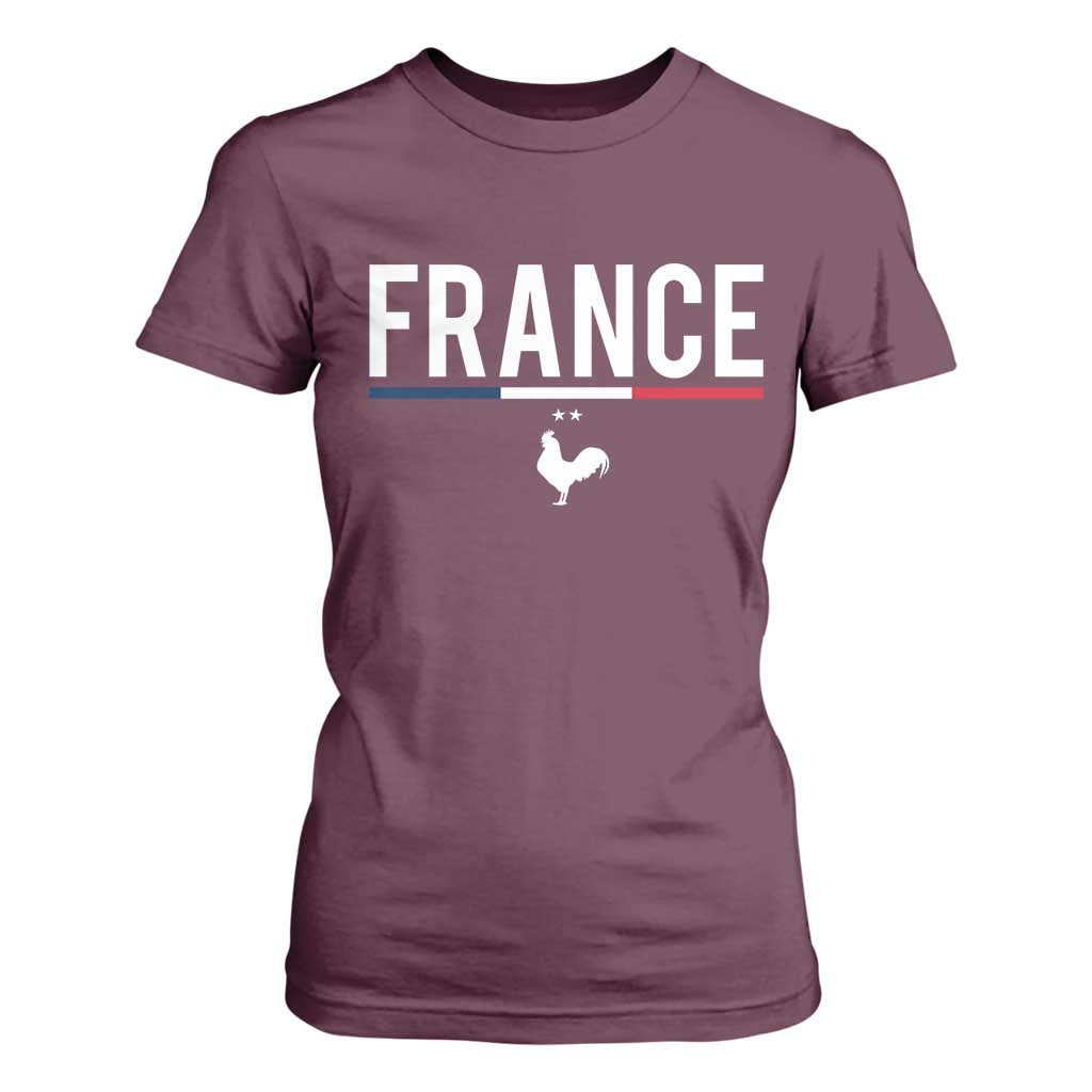 France Gallic Rooster Sports Throwback Design Vintage French Flag T Shirt For Women