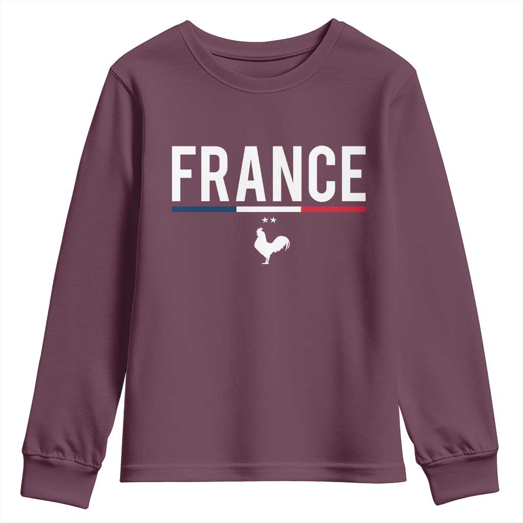 France Gallic Rooster Sports Throwback Design Vintage French Flag Youth Sweatshirt