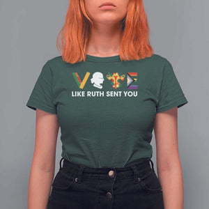 Vote Like Ruth Sent You T Shirt For Women RBG Feminist Women's Rights TS11 Dark Forest Green Print Your Wear