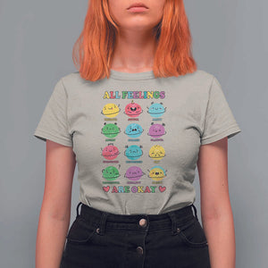 All Feelings Are Okay T Shirt For Women School Teacher Psychologist Counselor Planets Back To School TS11 Sand Print Your Wear