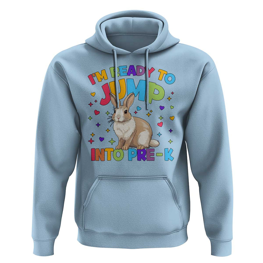 I'm Ready To Jump Into Pre-K Hoodie Back To School Rabbit Heart TS11 Light Blue Print Your Wear