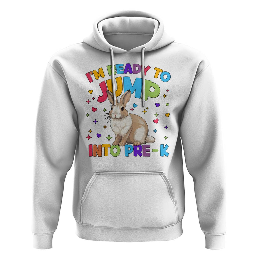 I'm Ready To Jump Into Pre-K Hoodie Back To School Rabbit Heart TS11 White Print Your Wear