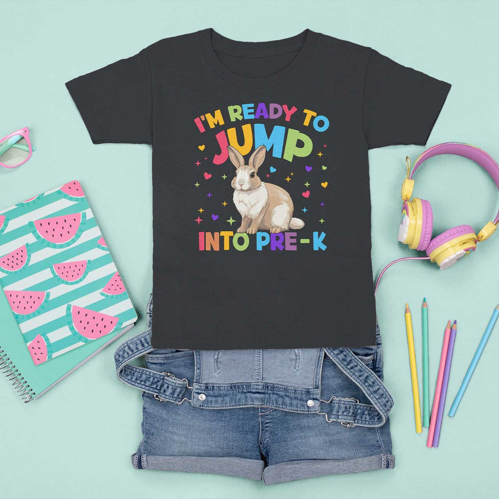 I'm Ready To Jump Into Pre-K T Shirt For Kid Back To School Rabbit Heart TS11 Black Print Your Wear