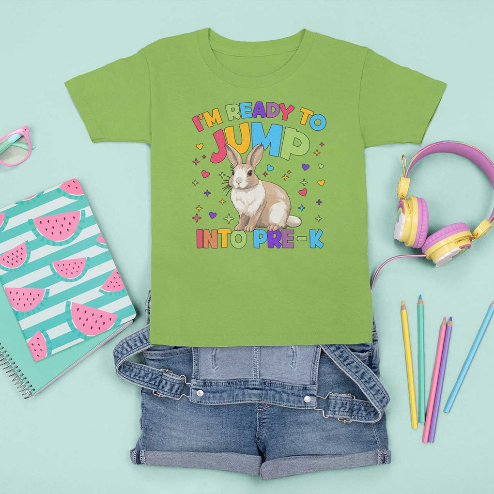 I'm Ready To Jump Into Pre-K T Shirt For Kid Back To School Rabbit Heart TS11 Lime Print Your Wear