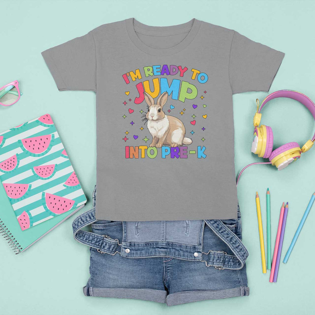 I'm Ready To Jump Into Pre-K T Shirt For Kid Back To School Rabbit Heart TS11 Sport Gray Print Your Wear