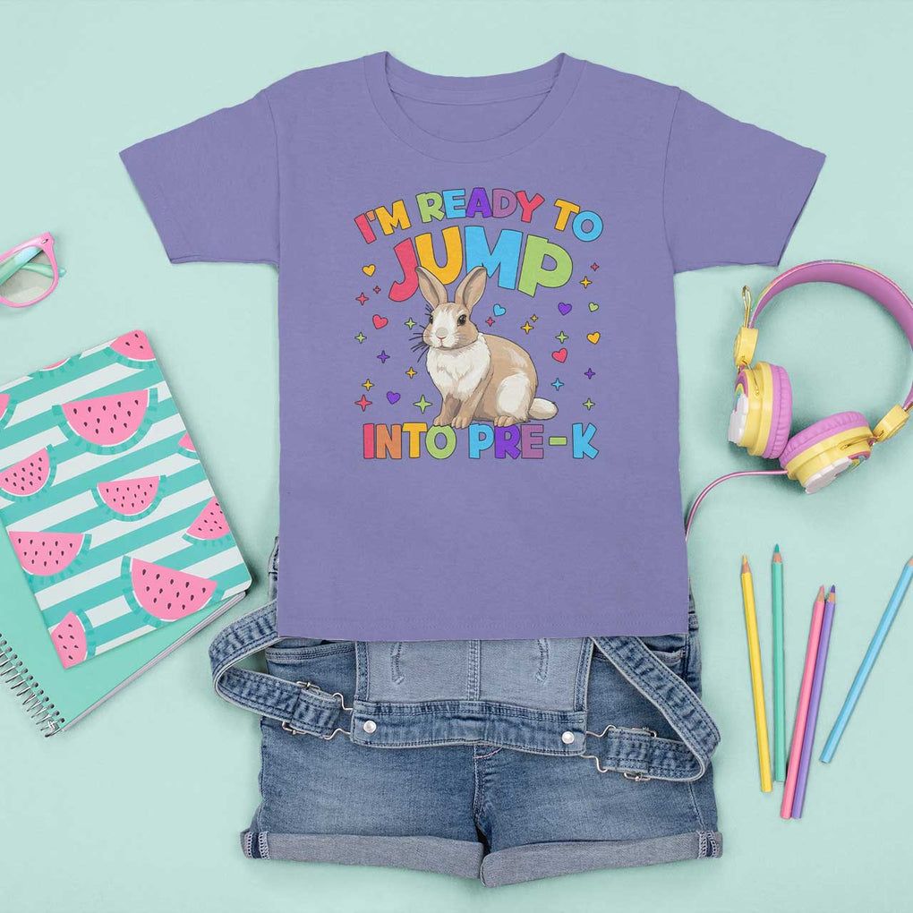 I'm Ready To Jump Into Pre-K T Shirt For Kid Back To School Rabbit Heart TS11 Violet Print Your Wear