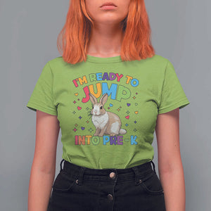 I'm Ready To Jump Into Pre-K T Shirt For Women Back To School Rabbit Heart TS11 Lime Print Your Wear