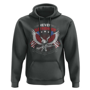 Trump 2024 Hoodie Never Surrender Presidential Election Eagle US Flag TS11 Dark Heather Print Your Wear