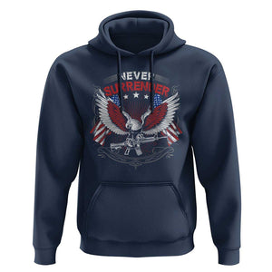 Trump 2024 Hoodie Never Surrender Presidential Election Eagle US Flag TS11 Navy Print Your Wear