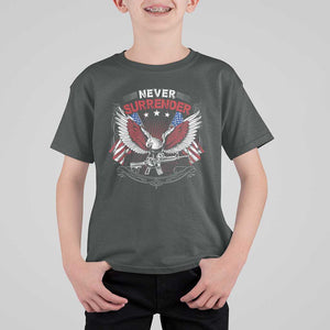Trump 2024 T Shirt For Kid Never Surrender Presidential Election Eagle US Flag TS11 Dark Heather Print Your Wear