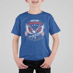 Trump 2024 T Shirt For Kid Never Surrender Presidential Election Eagle US Flag TS11 Royal Blue Print Your Wear