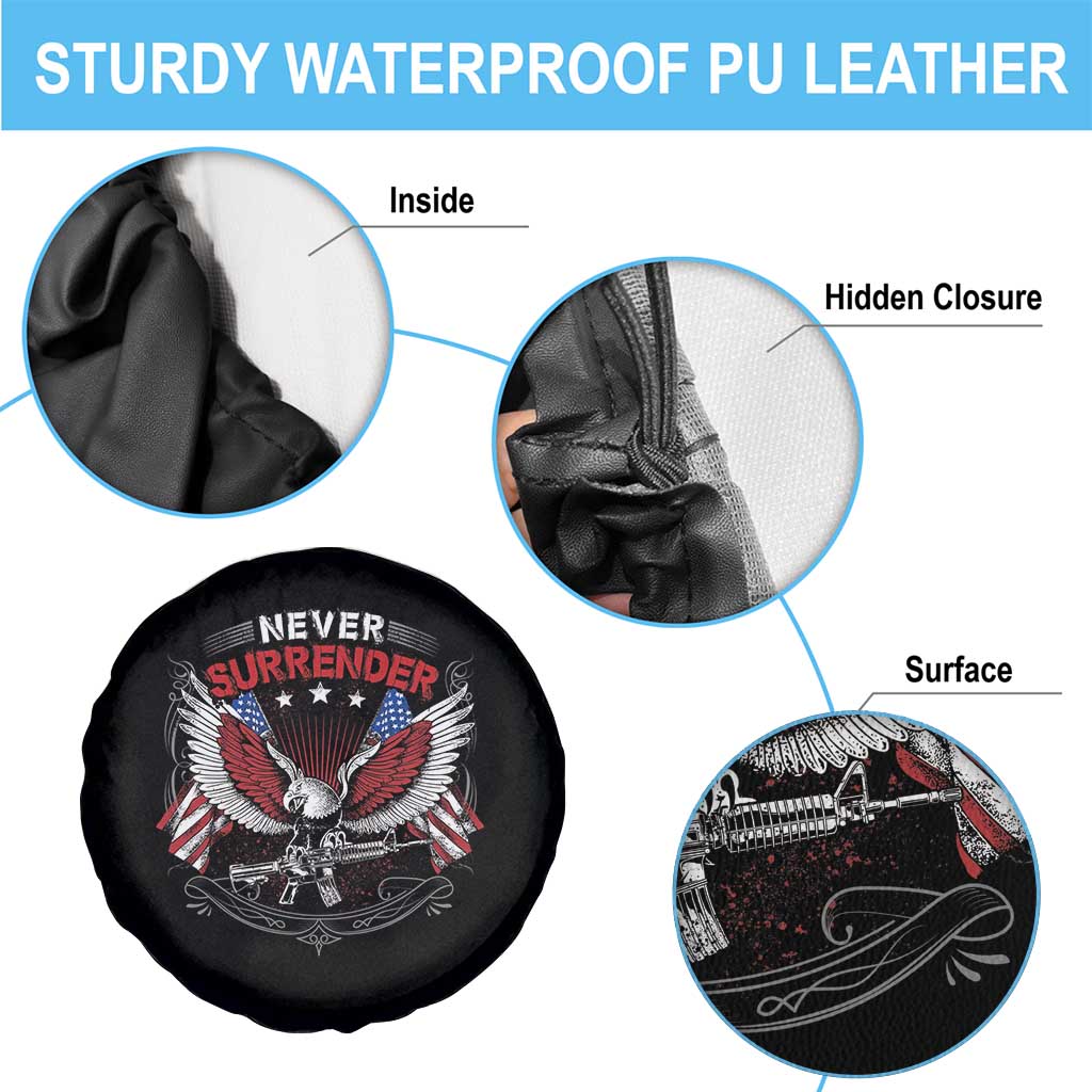 Trump 2024 Spare Tire Cover Never Surrender Presidential Election Eagle US Flag TS11 Print Your Wear