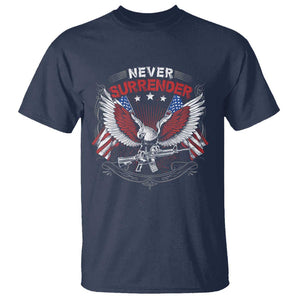 Trump 2024 T Shirt Never Surrender Presidential Election Eagle US Flag TS11 Navy Print Your Wear