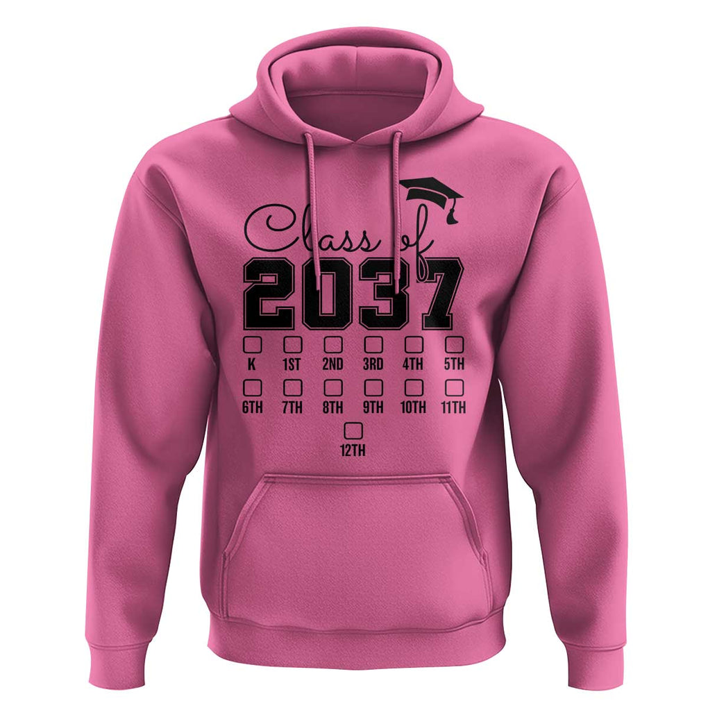 Class of 2037 Hoodie Grow With Me Pre-k To 12th Grade Handprint Mortarboard TS11 Azalea Print Your Wear