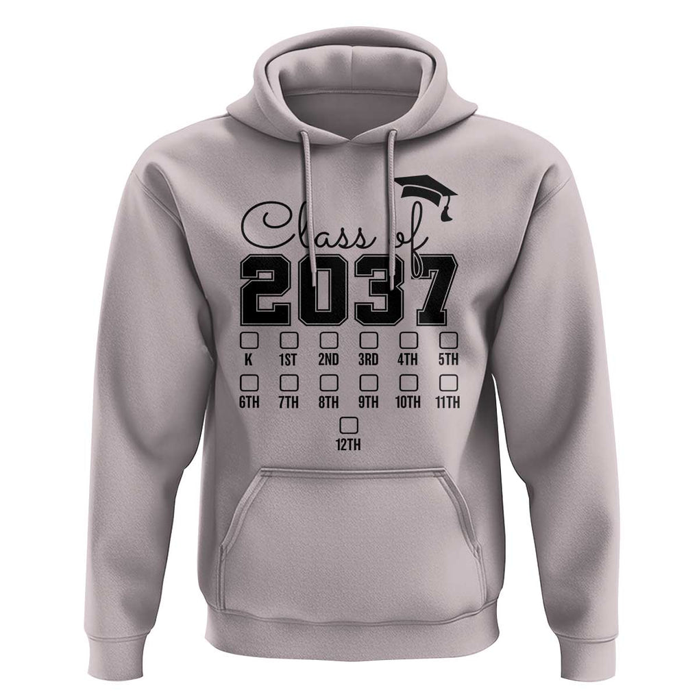 Class of 2037 Hoodie Grow With Me Pre-k To 12th Grade Handprint Mortarboard TS11 Ice Gray Print Your Wear