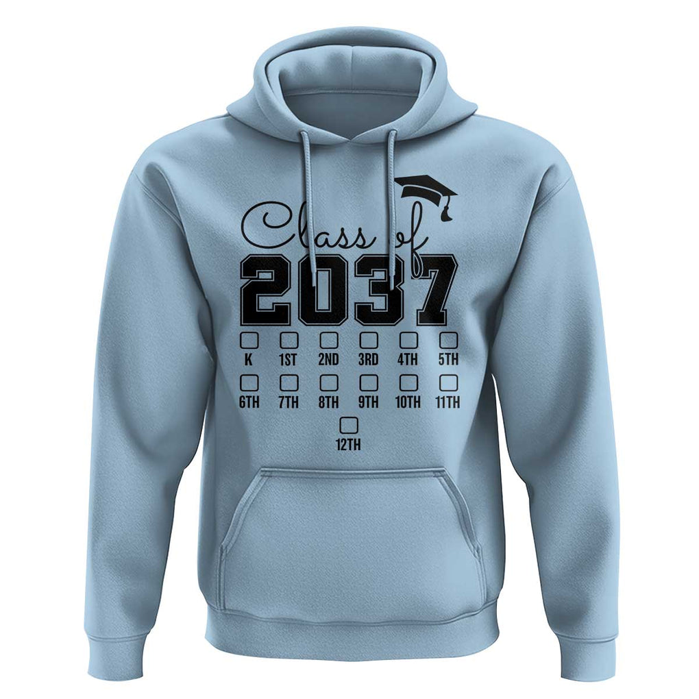 Class of 2037 Hoodie Grow With Me Pre-k To 12th Grade Handprint Mortarboard TS11 Light Blue Print Your Wear