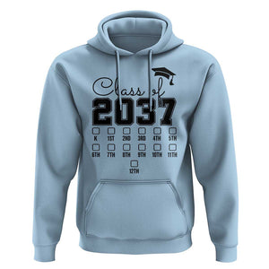 Class of 2037 Hoodie Grow With Me Pre-k To 12th Grade Handprint Mortarboard TS11 Light Blue Print Your Wear