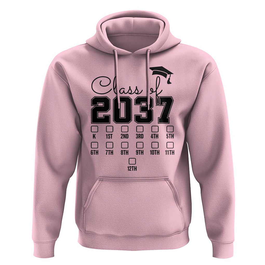 Class of 2037 Hoodie Grow With Me Pre-k To 12th Grade Handprint Mortarboard TS11 Light Pink Print Your Wear