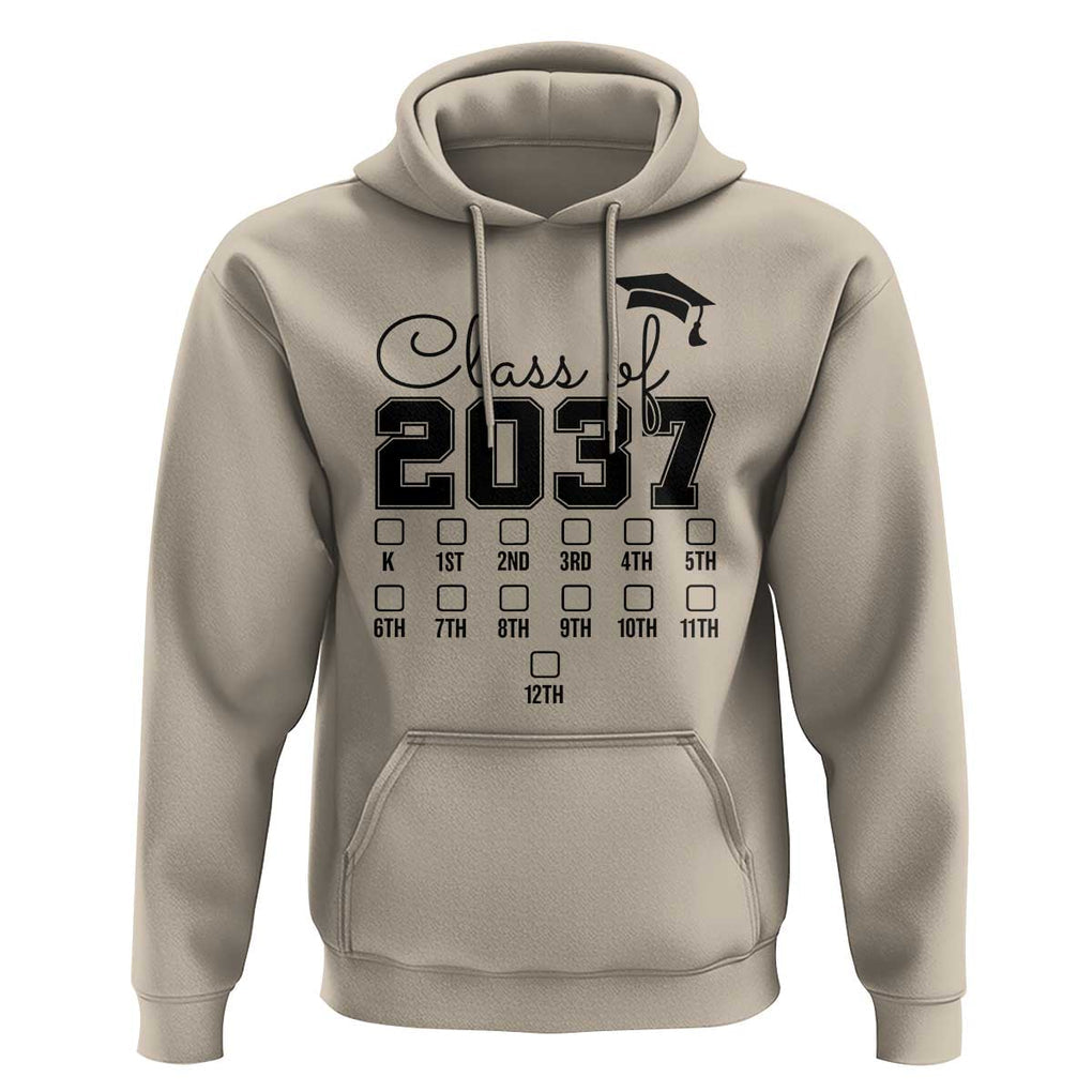 Class of 2037 Hoodie Grow With Me Pre-k To 12th Grade Handprint Mortarboard TS11 Sand Print Your Wear
