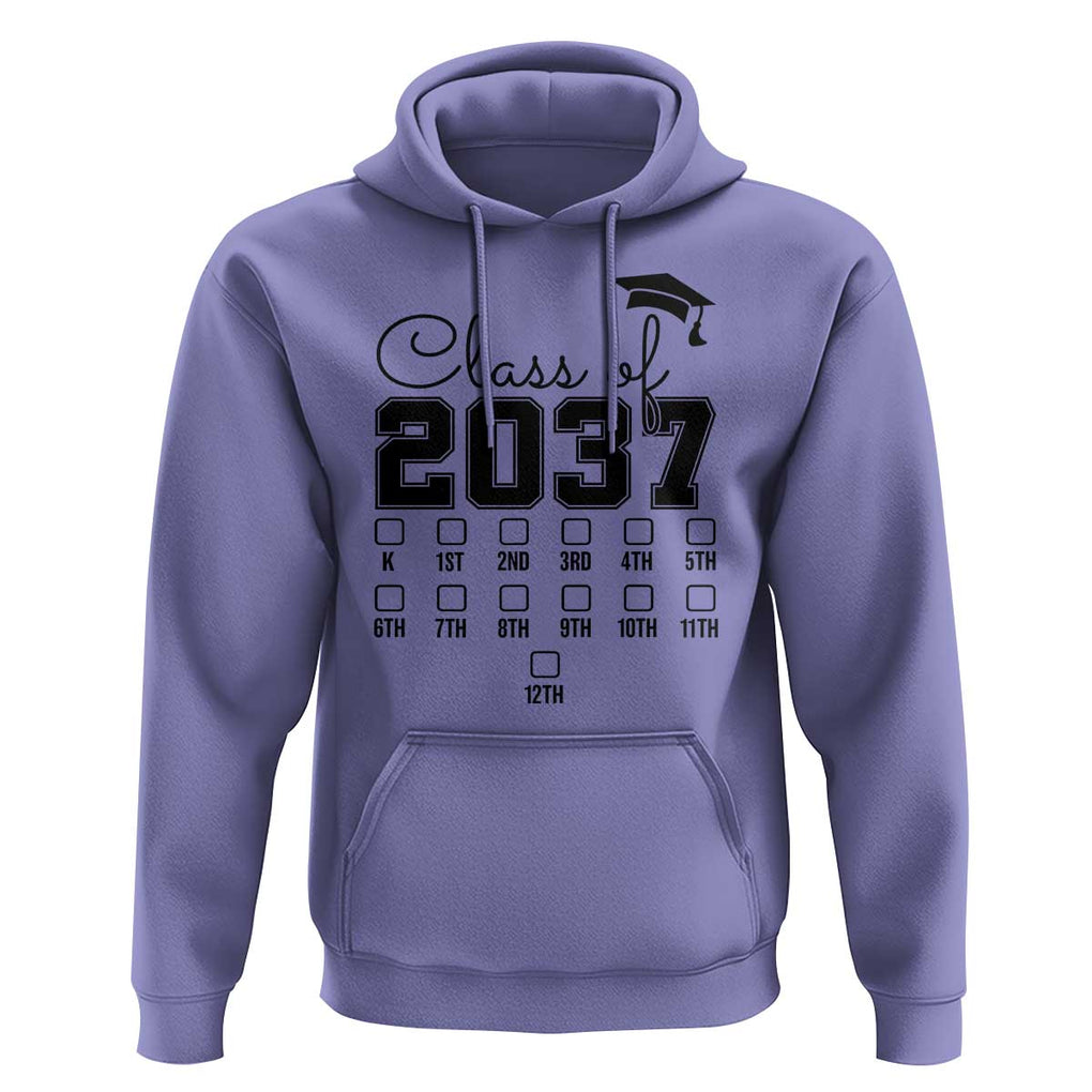 Class of 2037 Hoodie Grow With Me Pre-k To 12th Grade Handprint Mortarboard TS11 Violet Print Your Wear