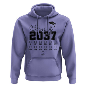 Class of 2037 Hoodie Grow With Me Pre-k To 12th Grade Handprint Mortarboard TS11 Violet Print Your Wear