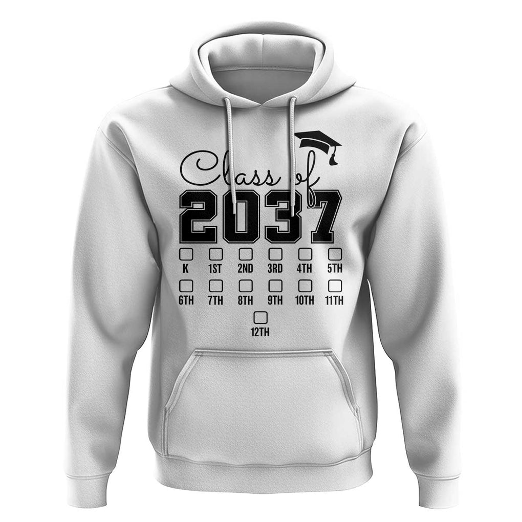 Class of 2037 Hoodie Grow With Me Pre-k To 12th Grade Handprint Mortarboard TS11 White Print Your Wear