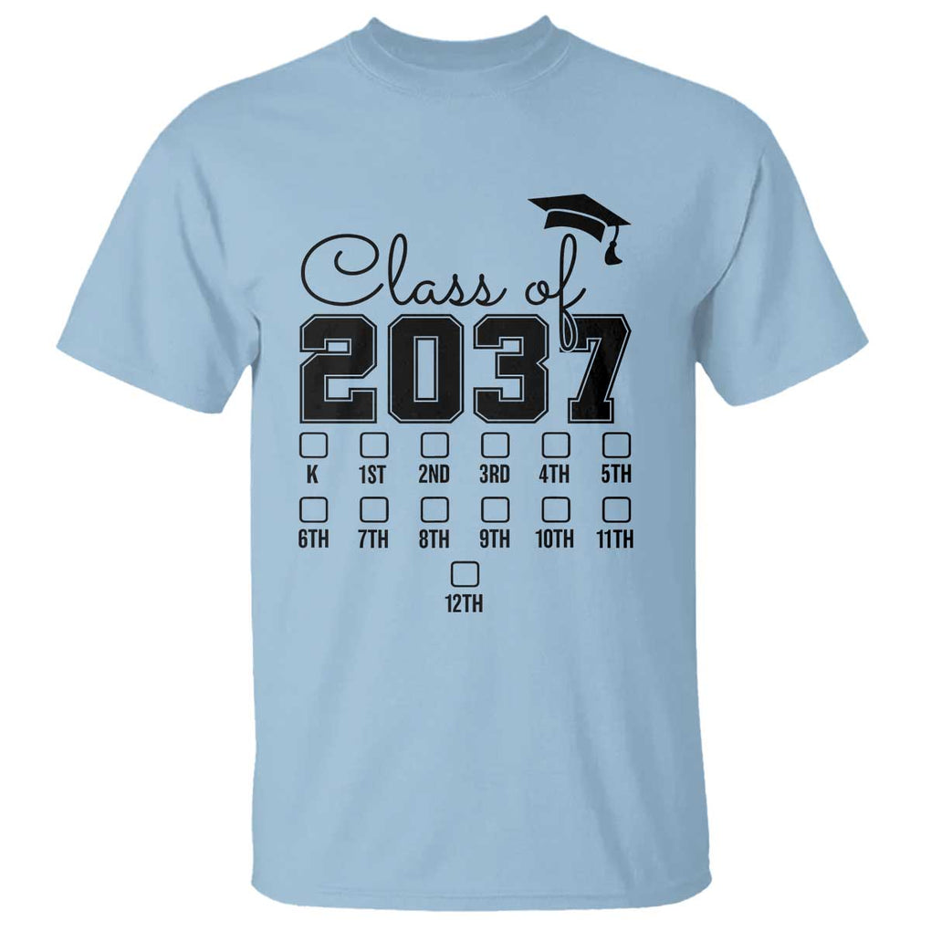 Class of 2037 T Shirt Grow With Me Pre-k To 12th Grade Handprint Mortarboard TS11 Light Blue Print Your Wear