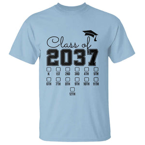 Class of 2037 T Shirt Grow With Me Pre-k To 12th Grade Handprint Mortarboard TS11 Light Blue Print Your Wear