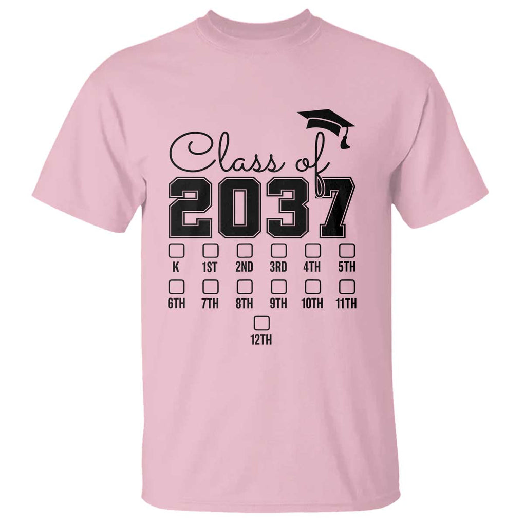 Class of 2037 T Shirt Grow With Me Pre-k To 12th Grade Handprint Mortarboard TS11 Light Pink Print Your Wear