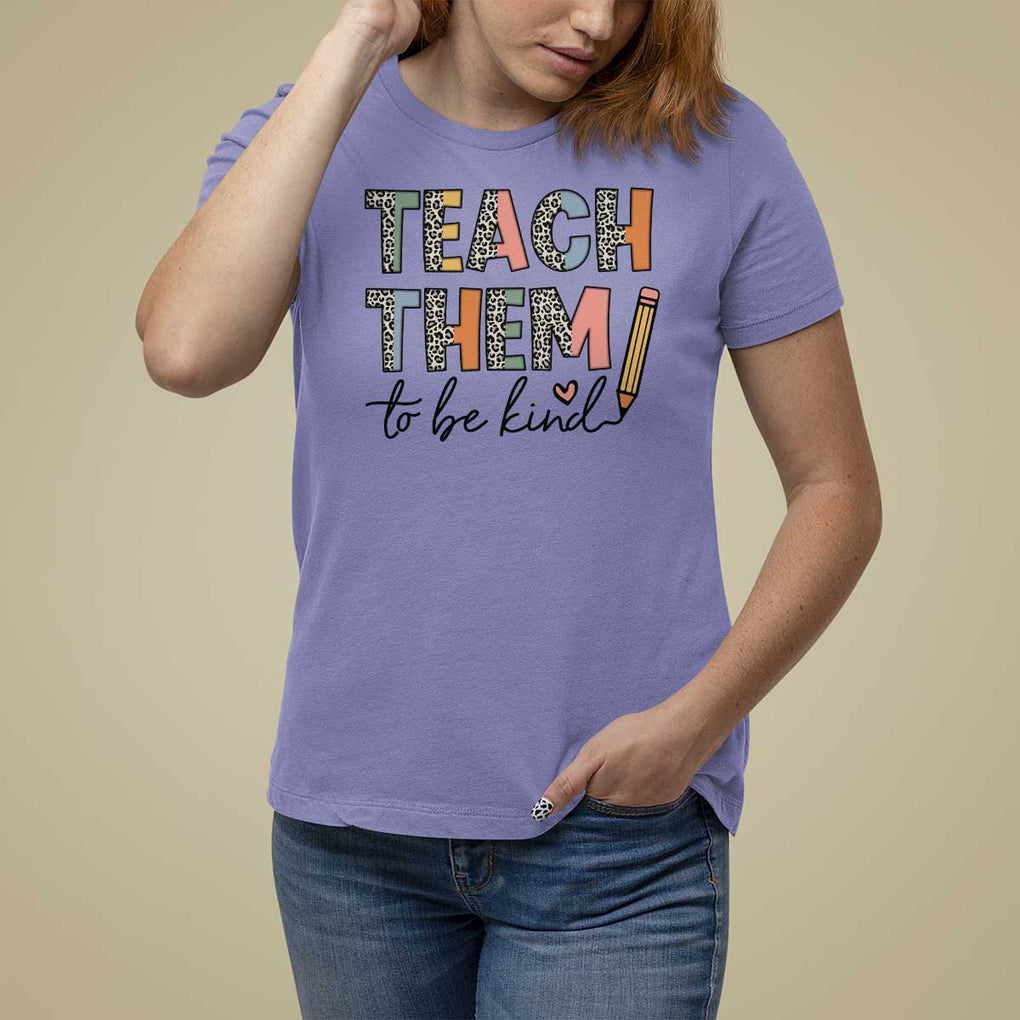 Teacher T Shirt For Women Teach Them To Be Kind Back to School Pencil TS11 Violet Print Your Wear