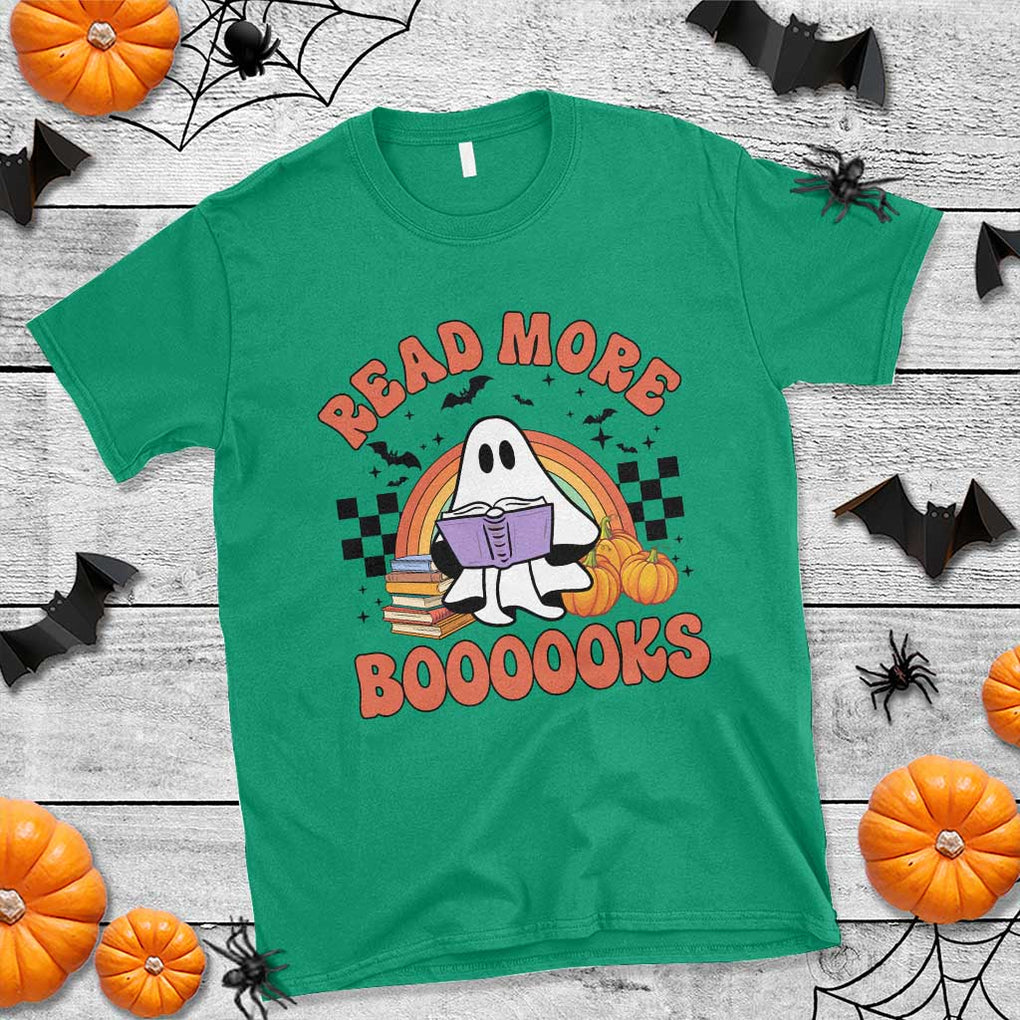 Halloween Teacher T Shirt Read More Books Cute Ghost Reading Pumpkin TS11 Irish Green Print Your Wear