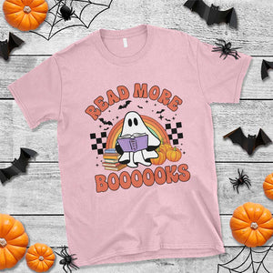 Halloween Teacher T Shirt Read More Books Cute Ghost Reading Pumpkin TS11 Light Pink Print Your Wear