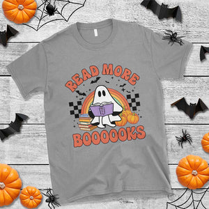 Halloween Teacher T Shirt Read More Books Cute Ghost Reading Pumpkin TS11 Sport Gray Print Your Wear