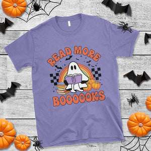 Halloween Teacher T Shirt Read More Books Cute Ghost Reading Pumpkin TS11 Violet Print Your Wear