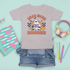 Halloween Teacher T Shirt For Kid Read More Books Cute Ghost Reading Pumpkin TS11 Ice Gray Print Your Wear