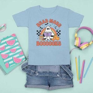 Halloween Teacher T Shirt For Kid Read More Books Cute Ghost Reading Pumpkin TS11 Light Blue Print Your Wear