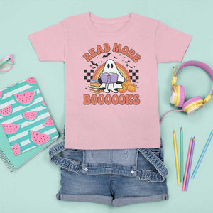 Halloween Teacher T Shirt For Kid Read More Books Cute Ghost Reading Pumpkin TS11 Light Pink Print Your Wear