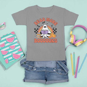 Halloween Teacher T Shirt For Kid Read More Books Cute Ghost Reading Pumpkin TS11 Sport Gray Print Your Wear
