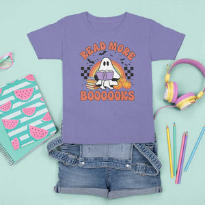 Halloween Teacher T Shirt For Kid Read More Books Cute Ghost Reading Pumpkin TS11 Violet Print Your Wear