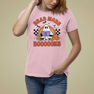 Halloween Teacher T Shirt For Women Read More Books Cute Ghost Reading Pumpkin TS11 Light Pink Print Your Wear