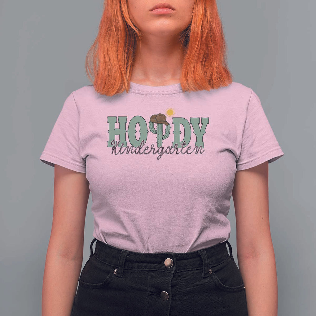 Howdy Kindergarten Teacher T Shirt For Women Rodeo Country Western Cactus Cowboy TS11 Light Pink Print Your Wear