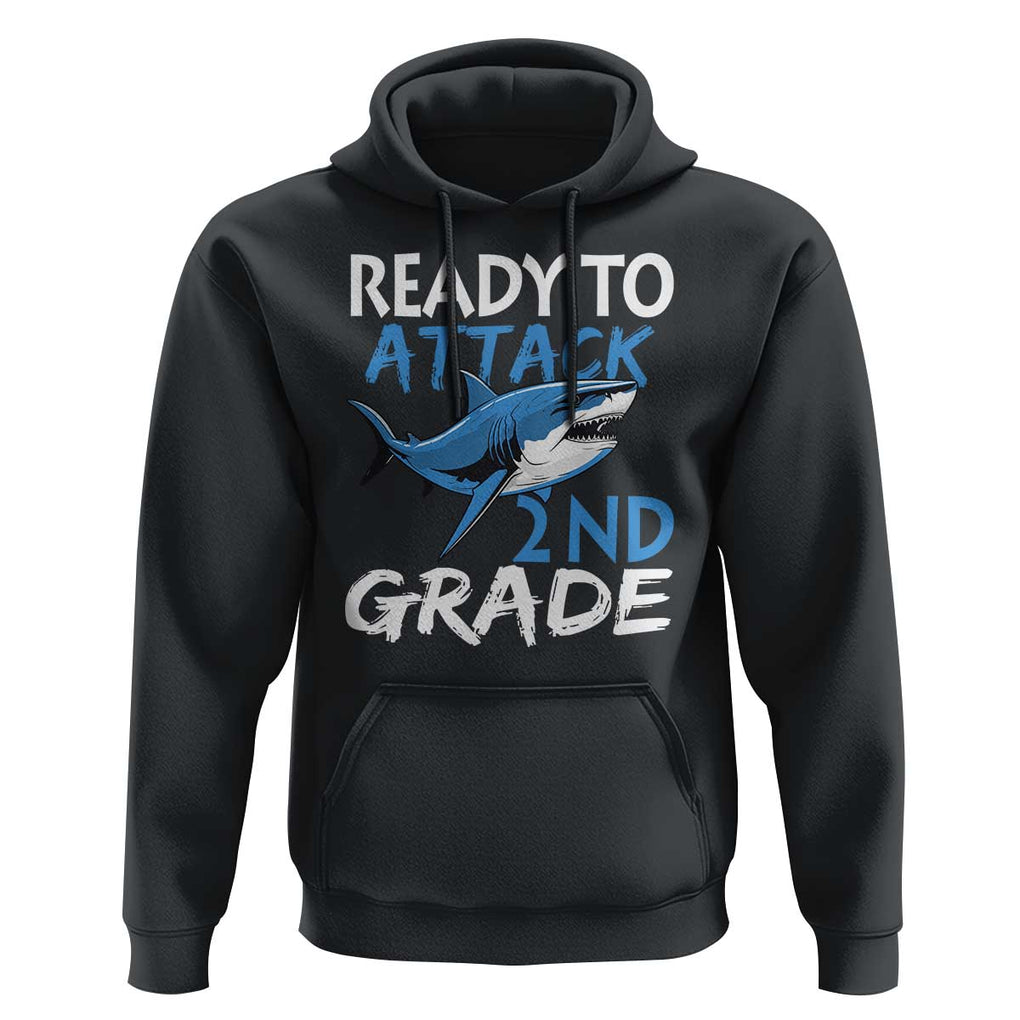 Back To School Second Grade Hoodie Ready To Attack 2nd Grade Jaw Shark TS11 Black Print Your Wear
