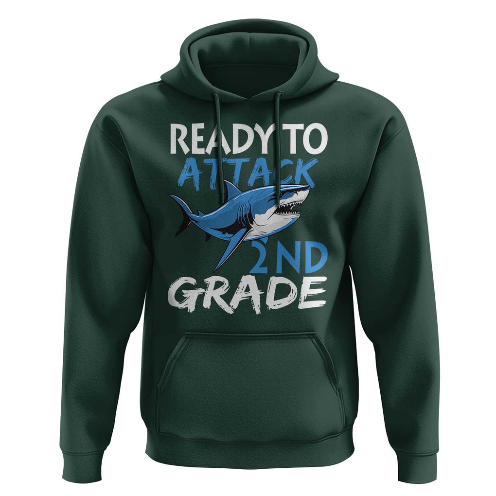 Back To School Second Grade Hoodie Ready To Attack 2nd Grade Jaw Shark TS11 Dark Forest Green Print Your Wear