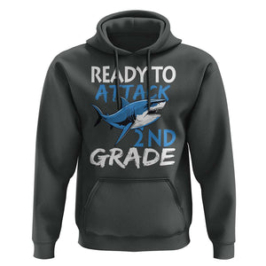 Back To School Second Grade Hoodie Ready To Attack 2nd Grade Jaw Shark TS11 Dark Heather Print Your Wear
