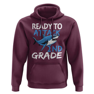 Back To School Second Grade Hoodie Ready To Attack 2nd Grade Jaw Shark TS11 Maroon Print Your Wear