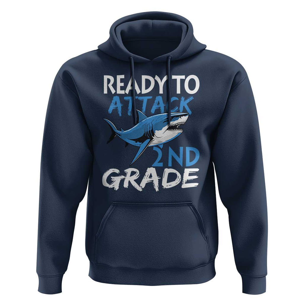 Back To School Second Grade Hoodie Ready To Attack 2nd Grade Jaw Shark TS11 Navy Print Your Wear